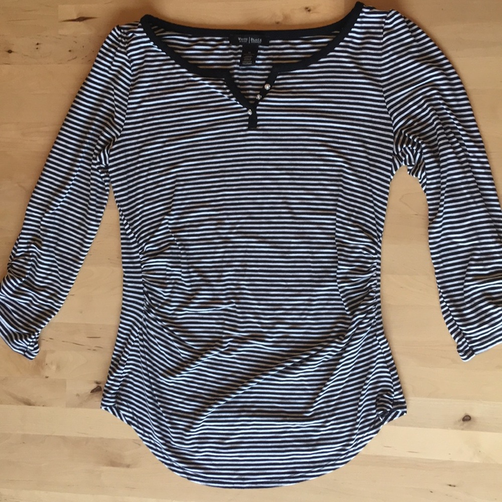 White House Black Market BW Striped Top